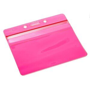 Menda 35092 Pink Horizontal Zipper Closure Badge Holder, 4-1/4" W x 3-5/8" H (Qt